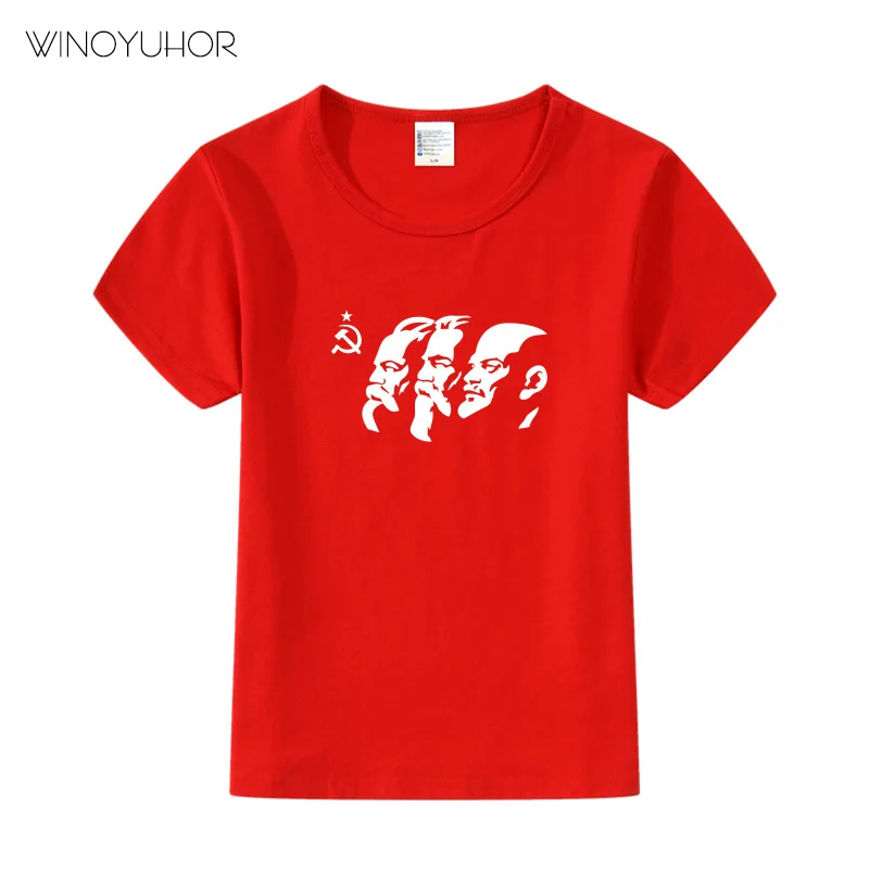 

The Soviet Union The Great Communist Lenin ,Marx ,Engels Kids Boy Short Sleeve T-Shirt USSR CCCP Communism Children Tops Tees