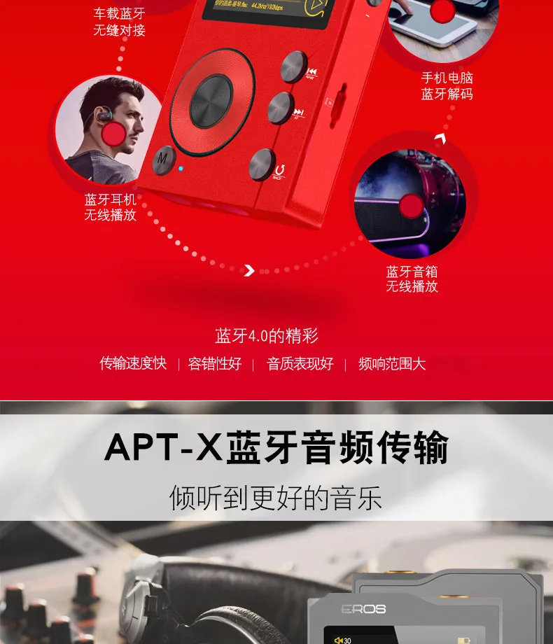 Aigo EROS K Bluetooth 4,0 без потерь Hifi MP3 плеер мини HiBilink DSD DAC AXU аудио музыкальный плеер USB поддержка OTG 128 Гб TF