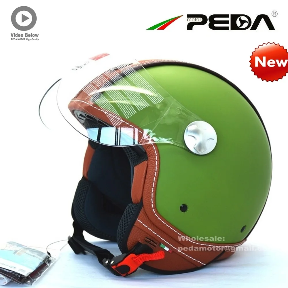 Винтажный кожаный мотоциклетный шлем унисекс с открытым лицом|open face|dot motorcycle