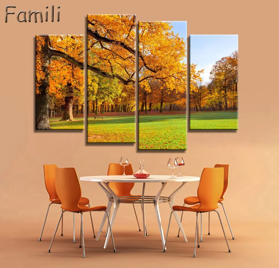 Картина на холсте с изображением осеннего водопада 4 шт.|picture for living room|canvas paintinghd