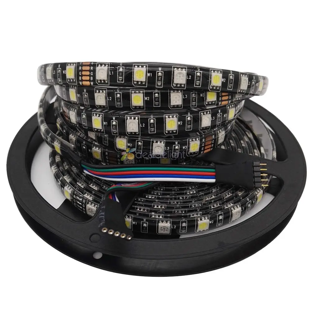 Черная Светодиодная лента 5050 RGBW для печатной платы 60 светодиодов/м RGB + белый или
