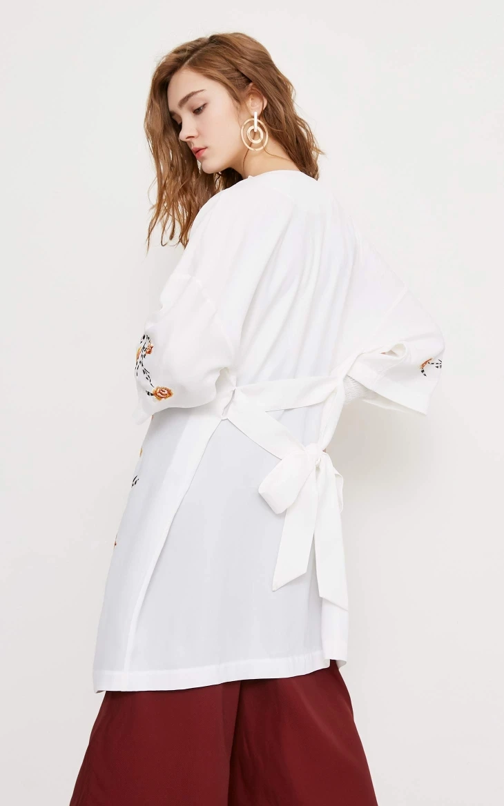 Vero Moda Весна Лето Новая женская цветочная вышивка с открытыми плечами рукава шифоновое пальто куртка женская| 318121549