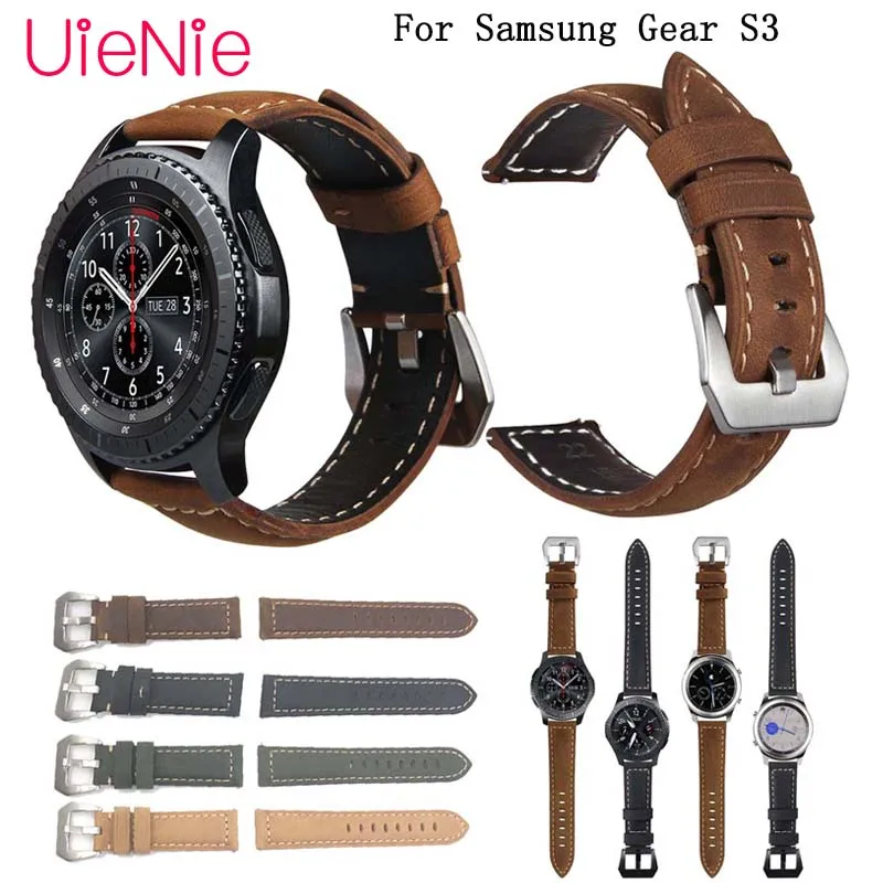 

22mm Genuine Leather watch strap Band for Samsung Gear S3 Replacement Bracelet Wristband bracciale uomo Accessories Smart Watch