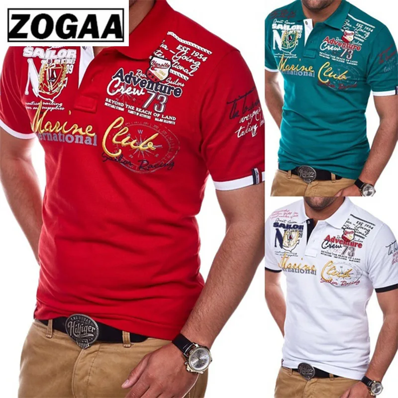Мужская рубашка поло ZOGAA повседневная облегающая хлопковая с коротким рукавом