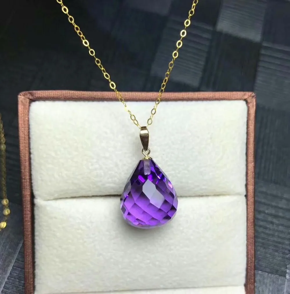 Shilovem 18k Желтые пьезоэлектрические Аметистовые Подвески Изящные ювелирные