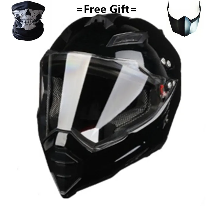 Gloss black-clear BYE New Motorcycle Helmet Men Full Face Helmet Moto Riding ABS Material Adventure Motocross Helmet Motorbike DOT Certification - Цвет: Gloss black-clear