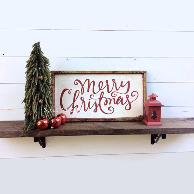 

Рождественская Настенная Наклейка с надписью в деревенском стиле, рождественские наклейки, украшение для дома, гостиная, магазин, искусств...
