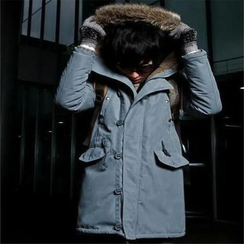 Осенне-зимняя одежда мужская куртка с капюшоном и хлопковой подкладкой пальто