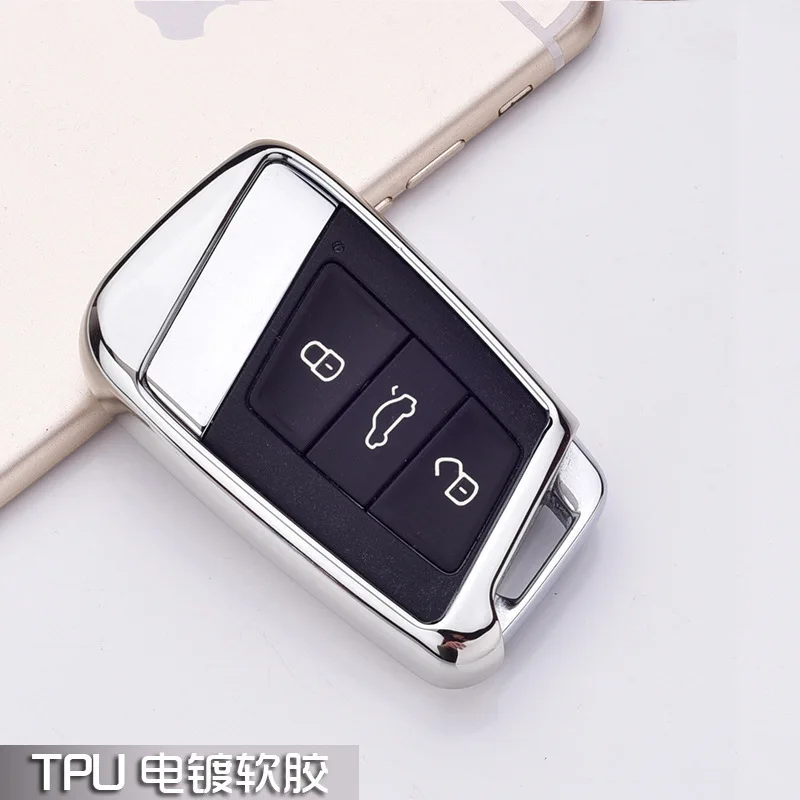 silver Чехол для автомобильного ключа из ТПУ, чехол для автомобильного ключа для Volkswagen VW Passat B8 Skoda Superb A7, аксессуары для стайлинга - Название цвета: silver