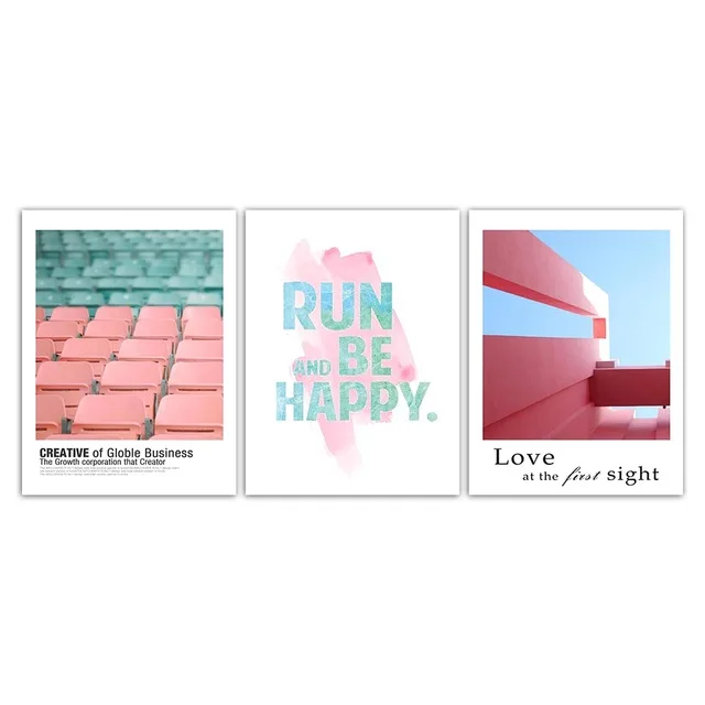 Run And Be Happy Pink Chair Nordic Posters Canvas Prints Painting Wall Art Pictures for Living Room Home Decoration Unframed | Дом и сад
