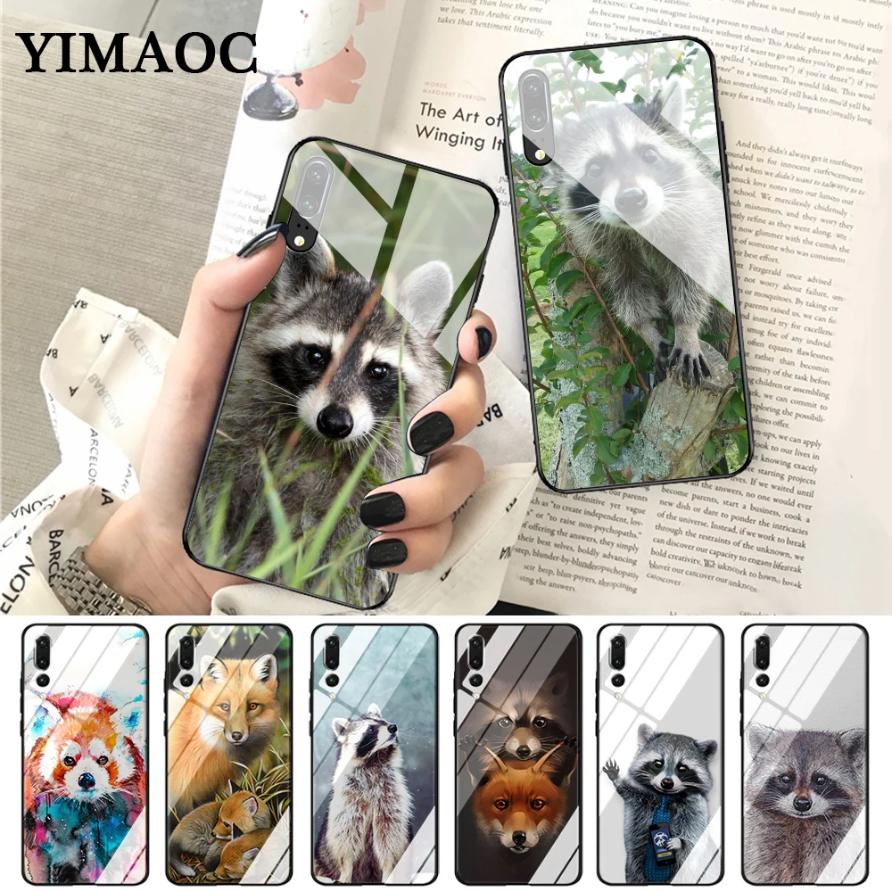 YIMAOC енот красная панда лиса стеклянный чехол для Huawei P10 Lite P20 Pro P30 P Smart honor 7A 8X9 10 Y6 mate