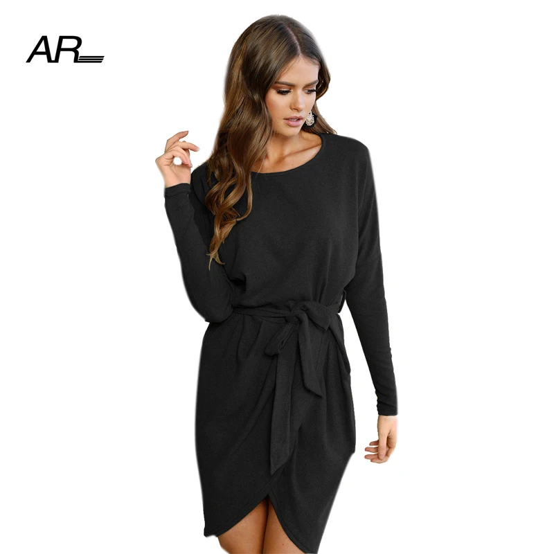 AR Повседневное повязки поясом Платья для женщин Лето круглый Средства ухода за