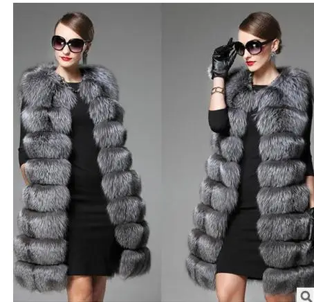S/9xl Женский Длинный жилет из искусственного меха пальто большого размера модные