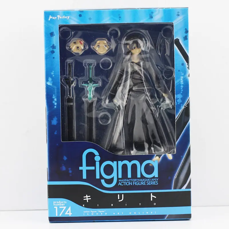 Каблук 15 см, обувь для вечеринки в Стиле косплей Sword Art Online фигурка SAO Kirito Figma 174 Модель Куклы с меч оружие - Цвет: Packed in Box
