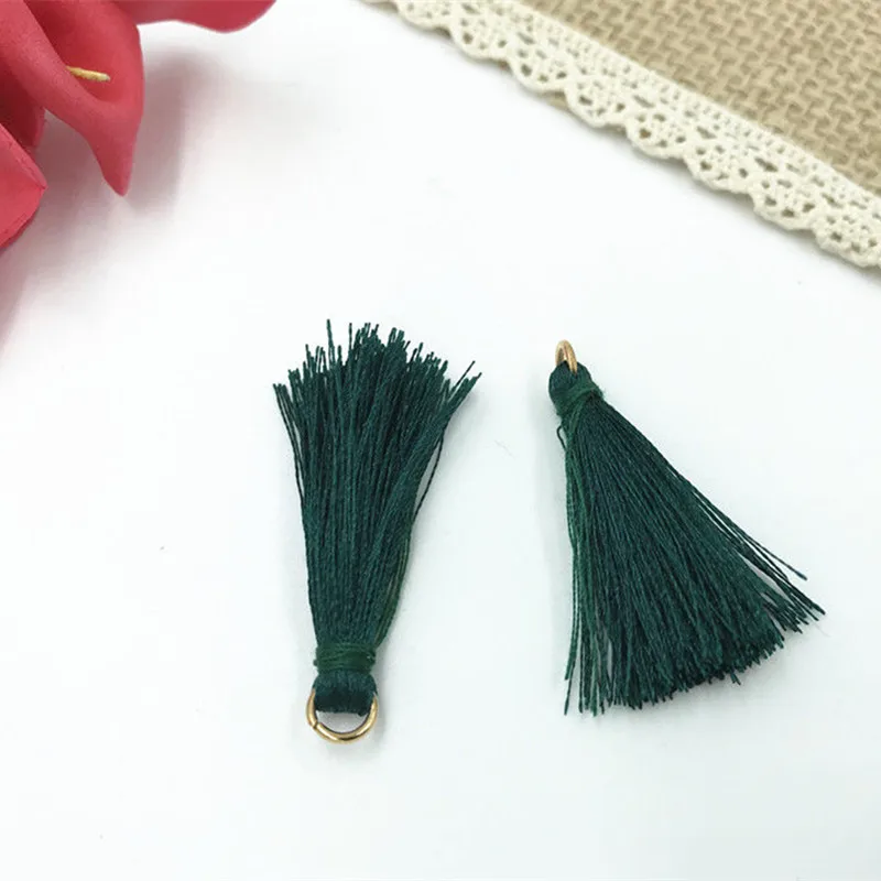 Dark green--40PCS DIY 40 шт шелковые кисточки кулон сумка серьги ювелирные изделия брелок аксессуары 35 мм - Цвет: Dark green--40PCS