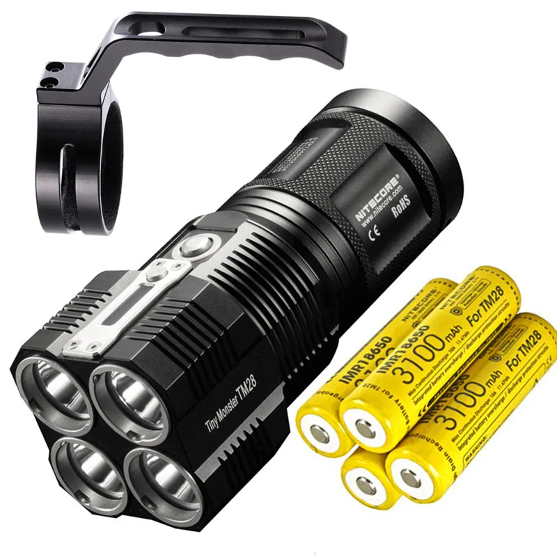 NITECORE TM28 Powerfull LED Flashlight Torch CREE XHP35 6000LM 655M with 18650 Battery + NHM10 Holder for Camping Search