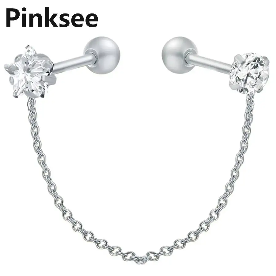 C Steel 1 шт., титановое кольцо Labret для губ, звезда, циркон, анодированный, с внутренней резьбой, кисточка, драгоценный камень, Монро, 16 г, трагус, спираль, пирсинг для ушей - Окраска металла: C Steel