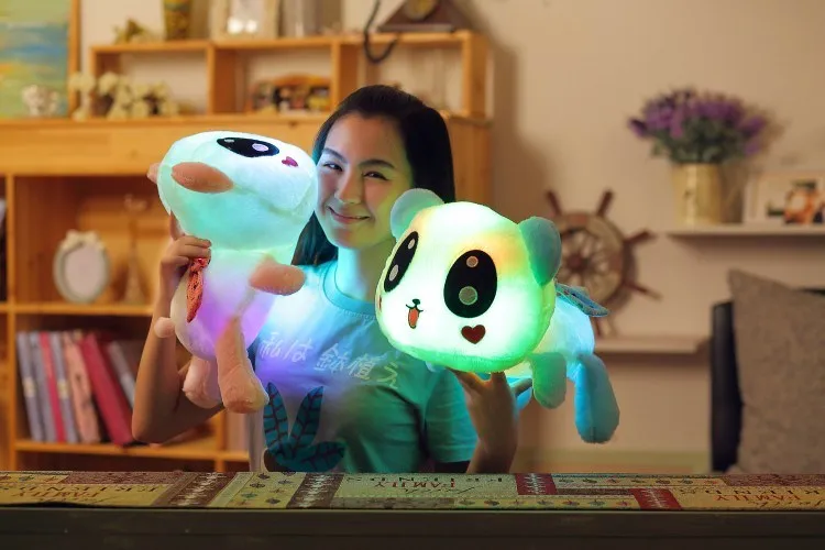 Kawaii красочные светильник на панды плюшевые игрушки куклы большой световой