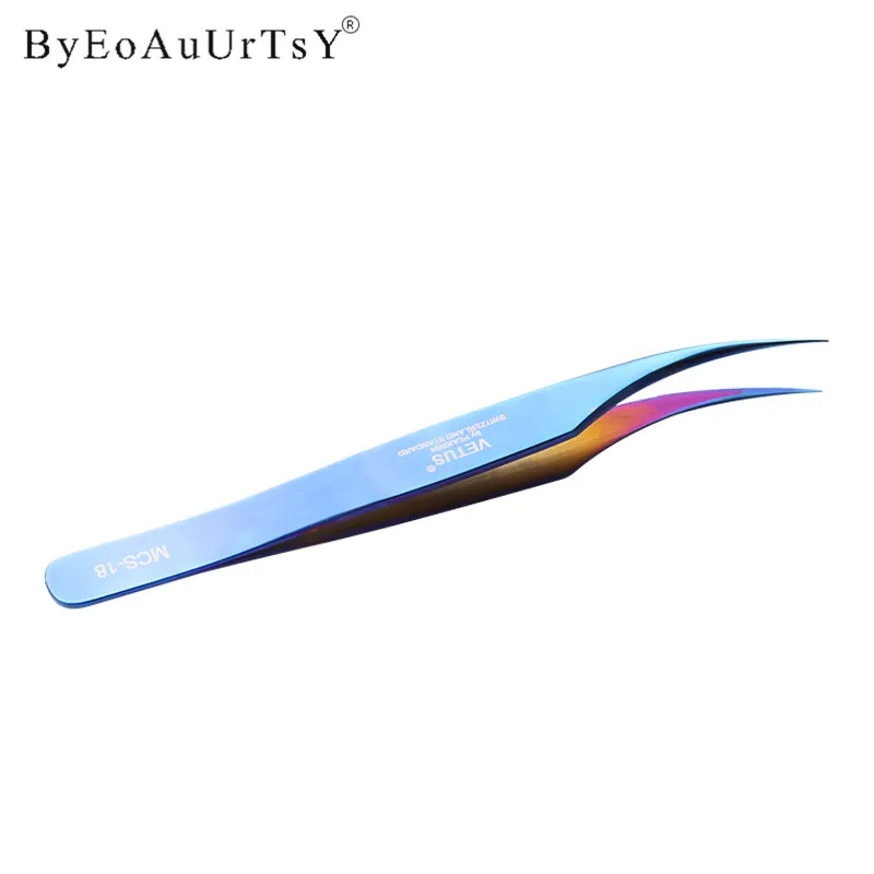 18-blue-1pcs 1 шт./компл. шт Прямые и Изогнутые пинцет с кончиком Ниппер для наращивания ресниц из нержавеющей стали накладные ресницы - Handle Color: 18-blue-1pcs