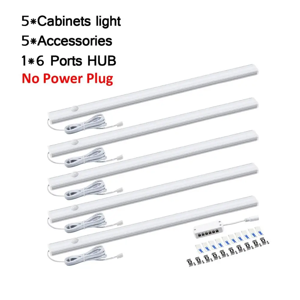 5 PCS Light No Power DC 12V движения PIR Сенсор светодиодный свет лампа, 30/40/50 см шкаф для одежды шкаф Кухня украшения дома аварийного освещения - Цвет: 5 PCS Light No Power
