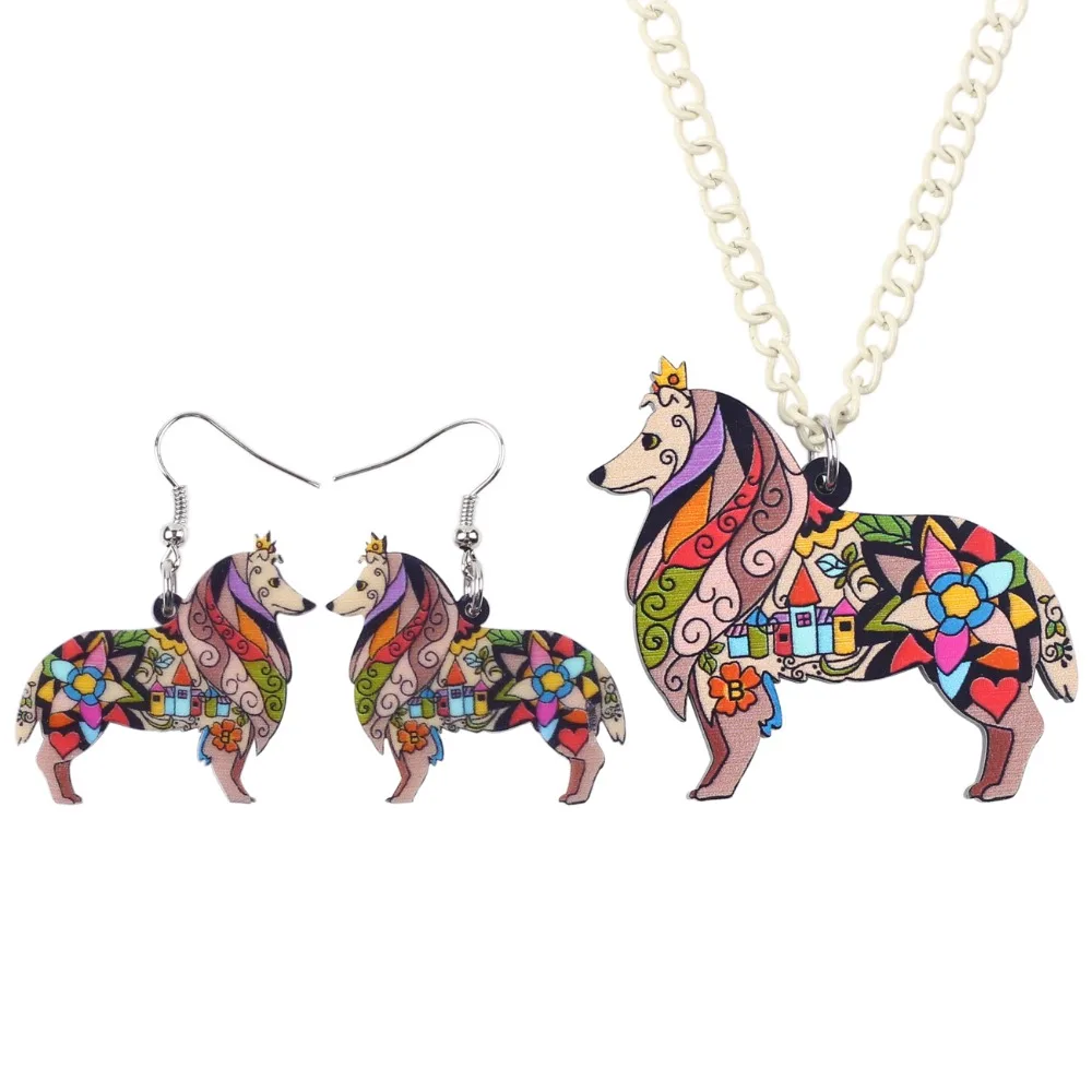 Bonsny брендовые Ювелирные наборы акриловая кайма грубое ожерелье с собакой колли