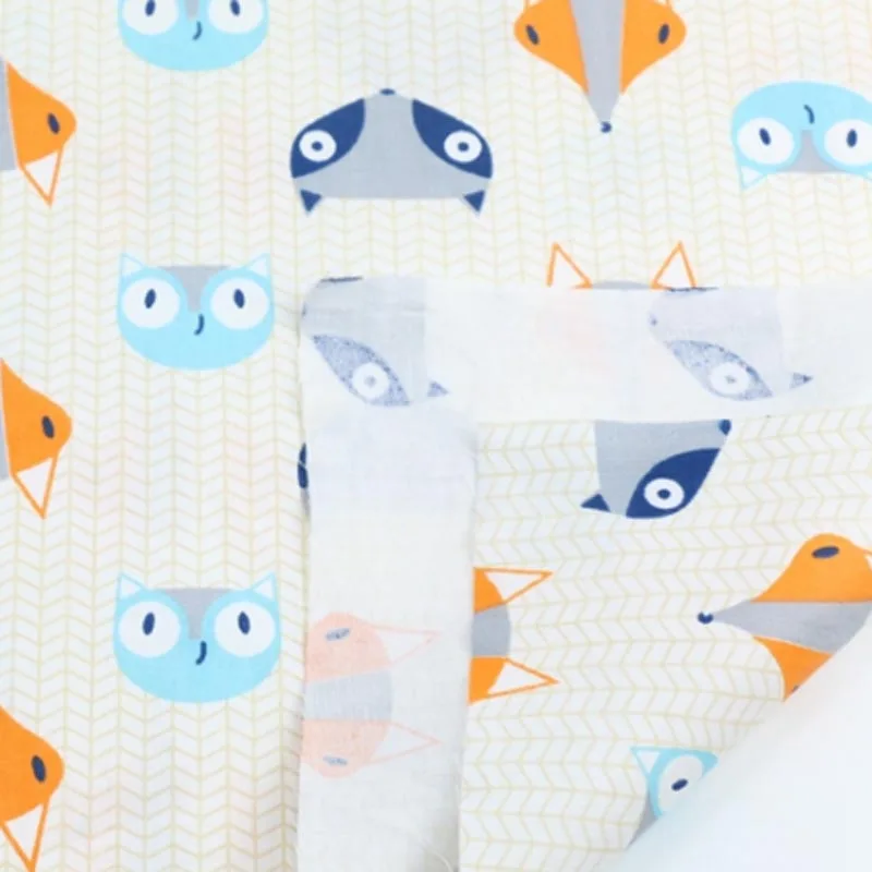 smart fox 160 см* 50 см хлопок ткань мультфильм белый серый палатка smart лиса Геометрическая стрела ткань для DIY кроватки постельные принадлежности платье Домашний декор ручной работы - Цвет: smart fox