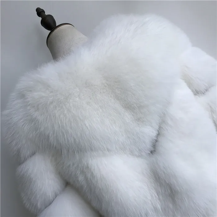 Pure white Длинный зимний жилет из натурального Лисьего меха, Женское пальто без рукавов, верхняя одежда из натурального меха, жилет из натурального Лисьего меха, женский жилет - Цвет: Pure white