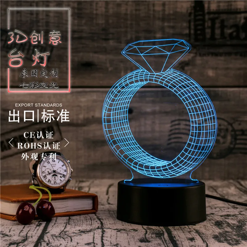 

3D Led Novety Lighting Creative Gift Night Light Table Lamp Bedside Ring Light Led Home Corridor Hotel Party Atmosphere Lights