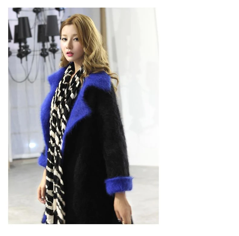 New knit real mink sweater double layer cashmere velvet trench Coat Winter long Jacket free shipping TP191 | Женская одежда