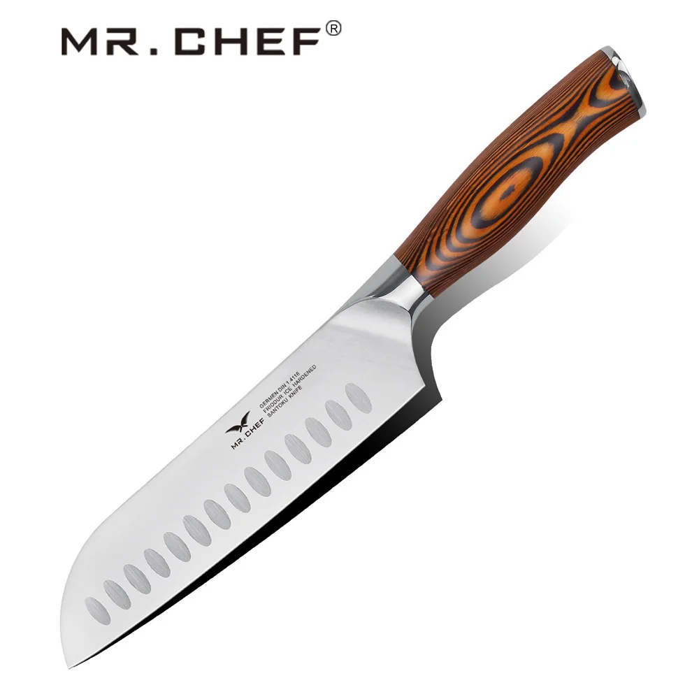 

Профессиональные 7-дюймовые ножи Santoku, японский Многофункциональный кухонный нож шеф-повара, немецкая ручка из высокоуглеродистой стали