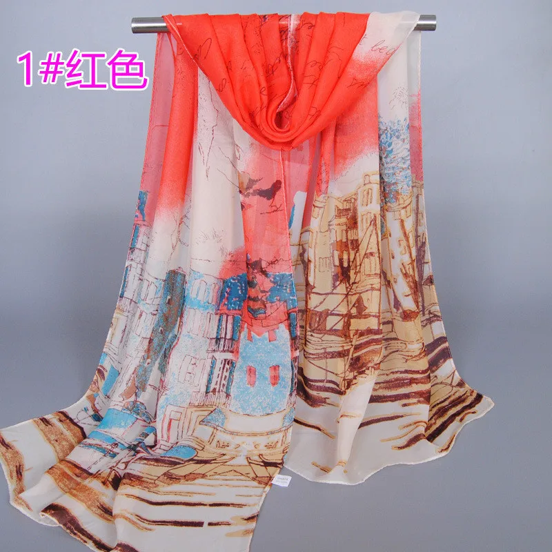 Женский шарф модный из пашмины Длинная накидка полиэстера шифоновый палантин