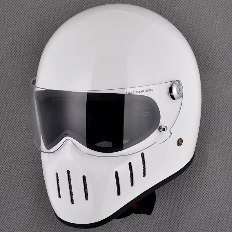 TT02 F gloss white TT CO для Томпсона Spirit Rider полное лицо мото rcycle шлемы TT02-F винтажные Ретро стекловолокно мото шлемы ghost - Цвет: TT02 F gloss white