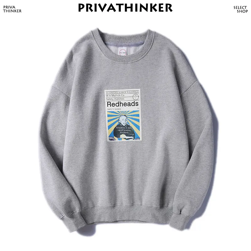 Privarthinker, осенние мужские серые толстовки,, Японская уличная одежда в стиле хип-хоп, толстовка с забавным принтом, мужские толстовки, пуловер Harajuku