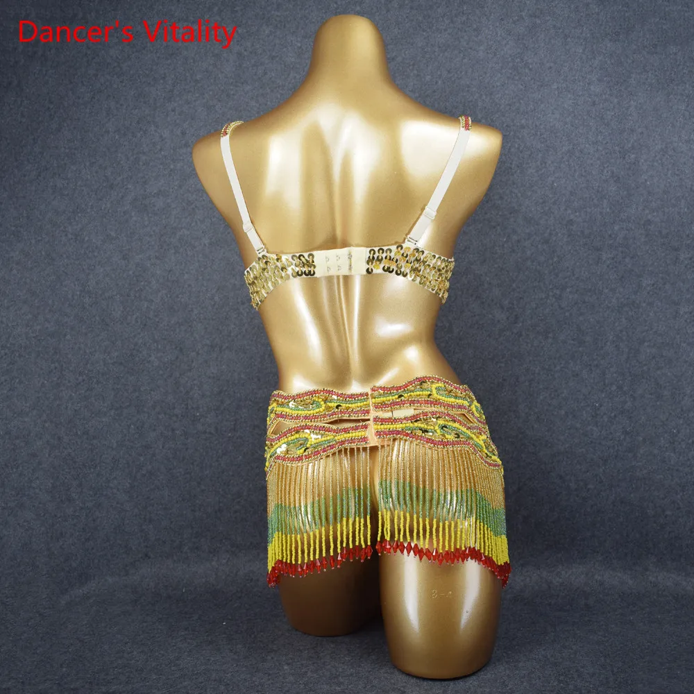 Женский комплект для танца живота из бюстгальтера и пояса с бахромой размеры