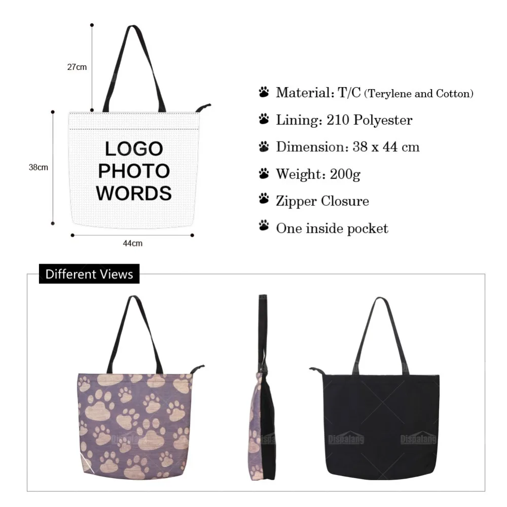 Dispalang 2019 Fashion Reusable Fabric Shopping Bag Customized with Own Logo Scenery Pattern on Shopper for Women Hot Selling | Багаж и