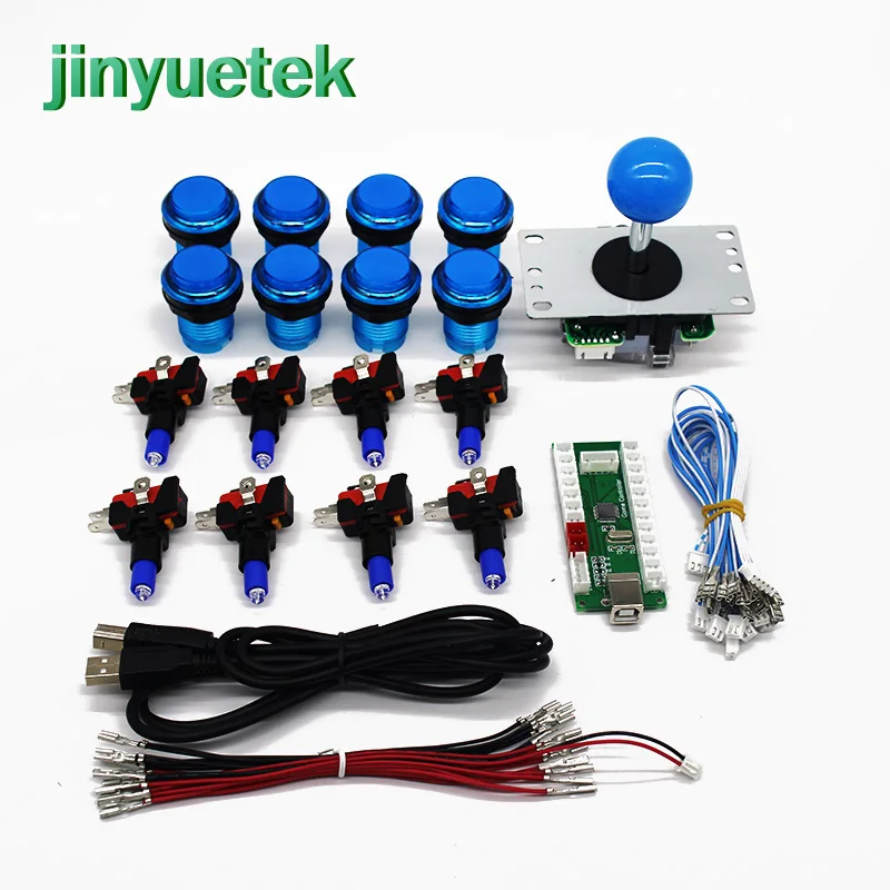 blue arcade kit Оригинальная sanwa Япония кнопка для игровых автоматов sanwa Джойстик USB к ПК нулевой датчик с переходником для JAMMA MAME Комплект Аркады своими руками 1 плеер - Цвет: blue arcade kit