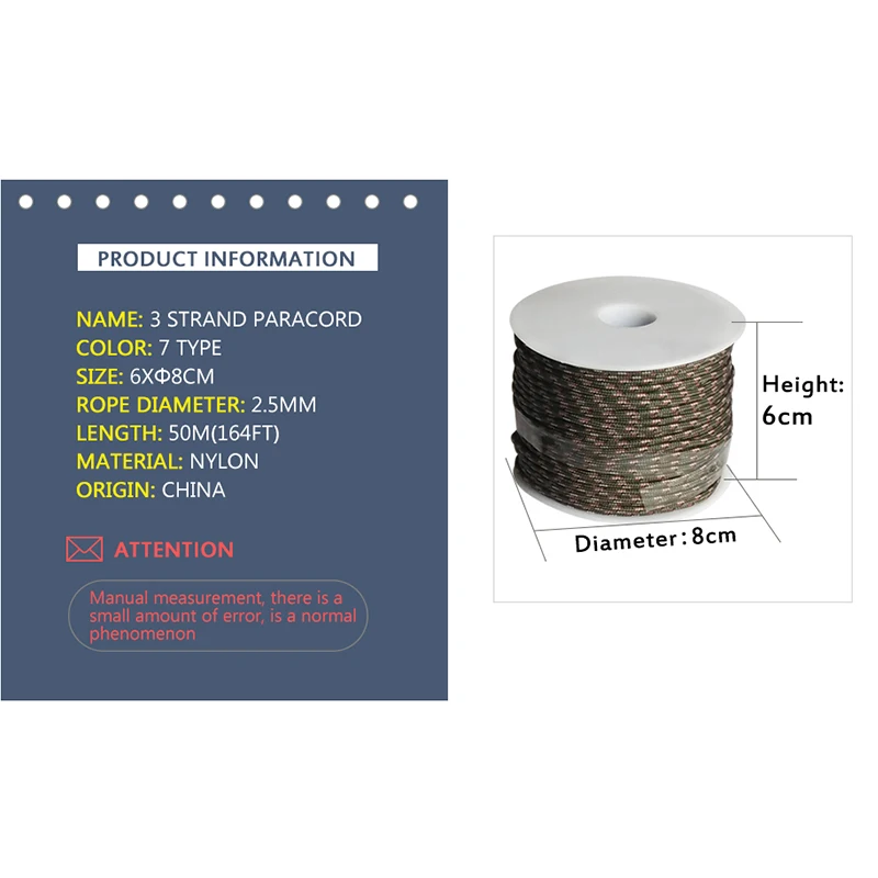 Парашютный шнур YOUGLE 2 мм 3 нити высококачественный Паракорд веревка для палатки