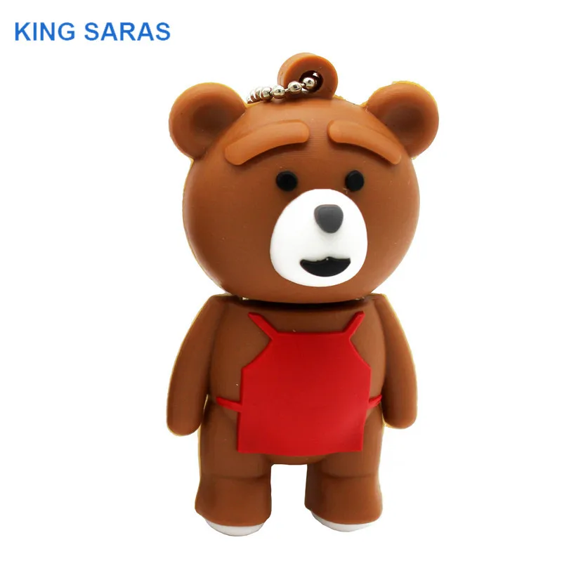 KING SARAS милый картонный медведь модель usb флэш-накопитель 4 ГБ 8 ГБ 16 ГБ 32 ГБ 64 ГБ флешка, подарок usb 2,0