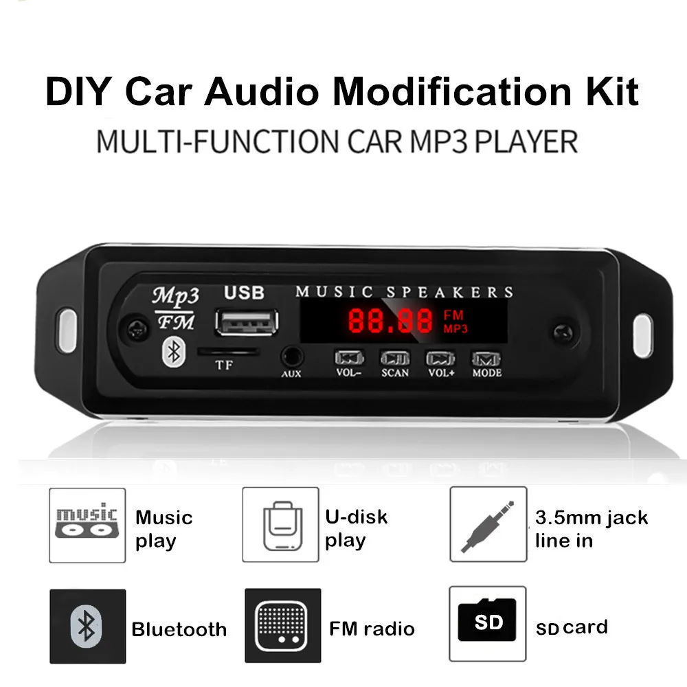 5V-12V TF slot Bluetooth MP3 плеер декодер доска автомобильный fm-радио модуль Поддержка FM TF USB AUX аудио адаптер беспроводной автомобильный комплект 12 В - Формат цифровых медиаданных: 5V-12V TF slot
