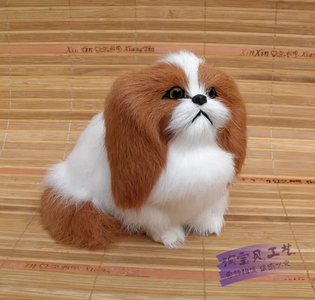 

small cute simulation dog toy polyethylene & furs yellow ears dog doll gift about 13x11x11cm 1836