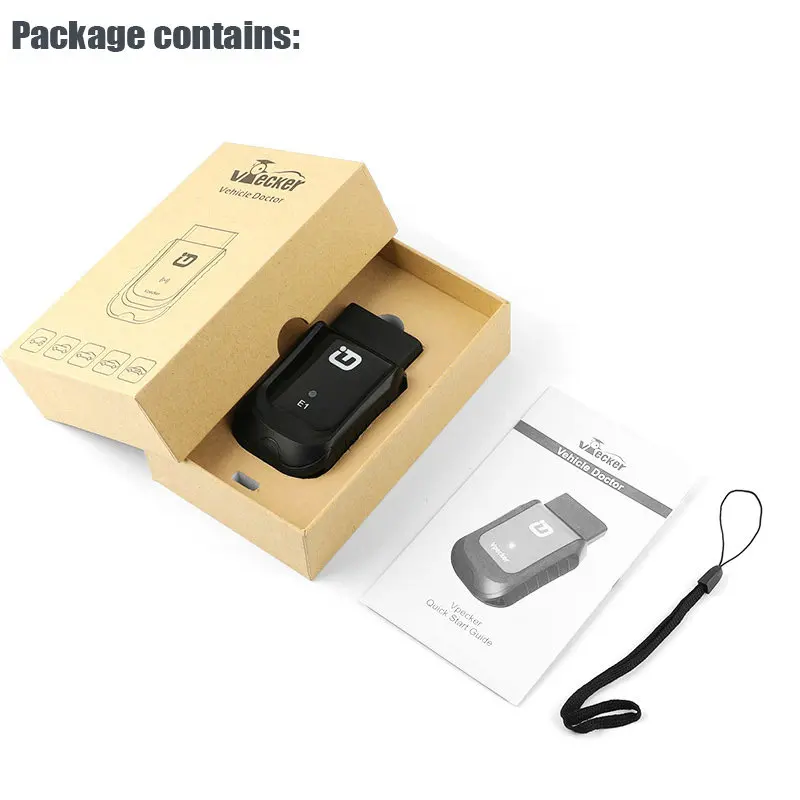 Vpecker E1 Профессиональный OBD2 wifi Автомобильный сканер все системы двигателя ABS подушка безопасности DPF TPMS сброс PK Ancel X5 автомобильный диагностический инструмент - Цвет: E1 only
