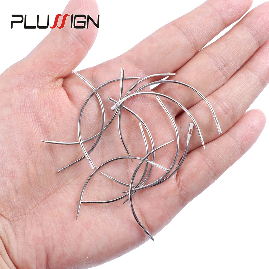 Plussign 1 Roll Black Hair Weaving Thread High Intensity Polyamide 12Pcs Needles /C Type Needles/Curved Needle | Шиньоны и парики