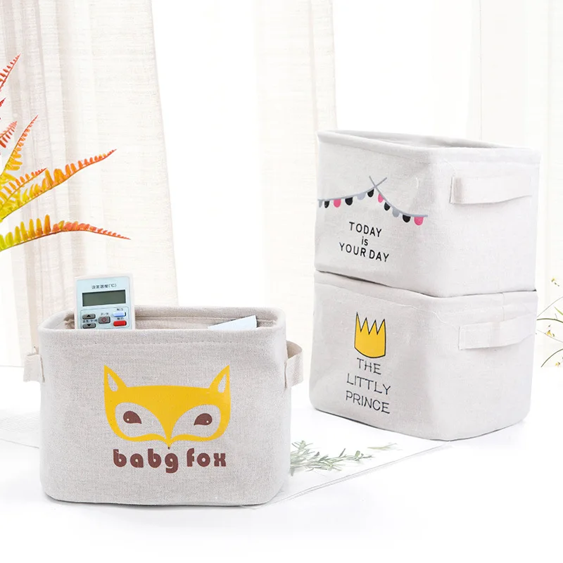 Из хлопка и льна для рабочего стола корзины хранения с рисунками героев