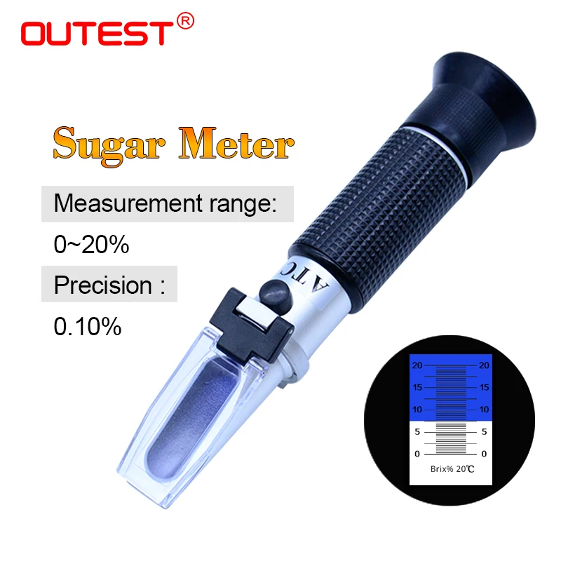 Suger meter 0-20 ATC рефрактометр Брикса анализатор спиртометр автоматический рефрактометр пиво мед антифриз соленость молоко сахар метр рефрактометр - Цвет: Suger meter 0-20