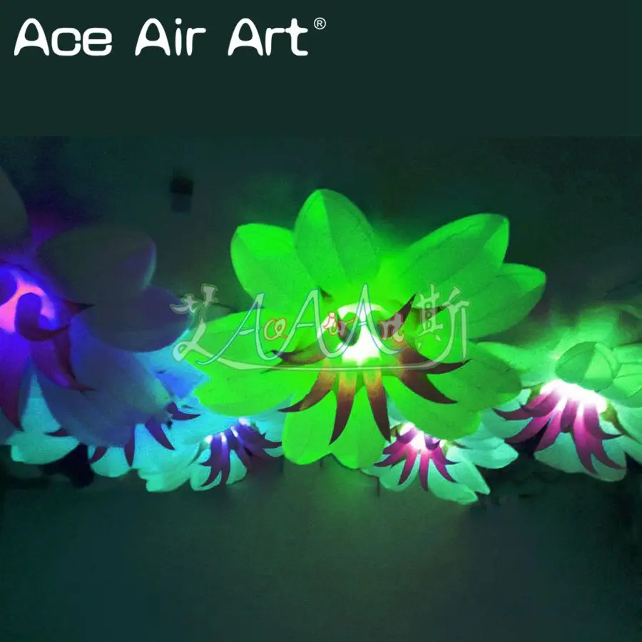 Hot sale wonderful hanging inflatable lily flower decoration glowing LED with base and wheels portable for party event | Игрушки и хобби