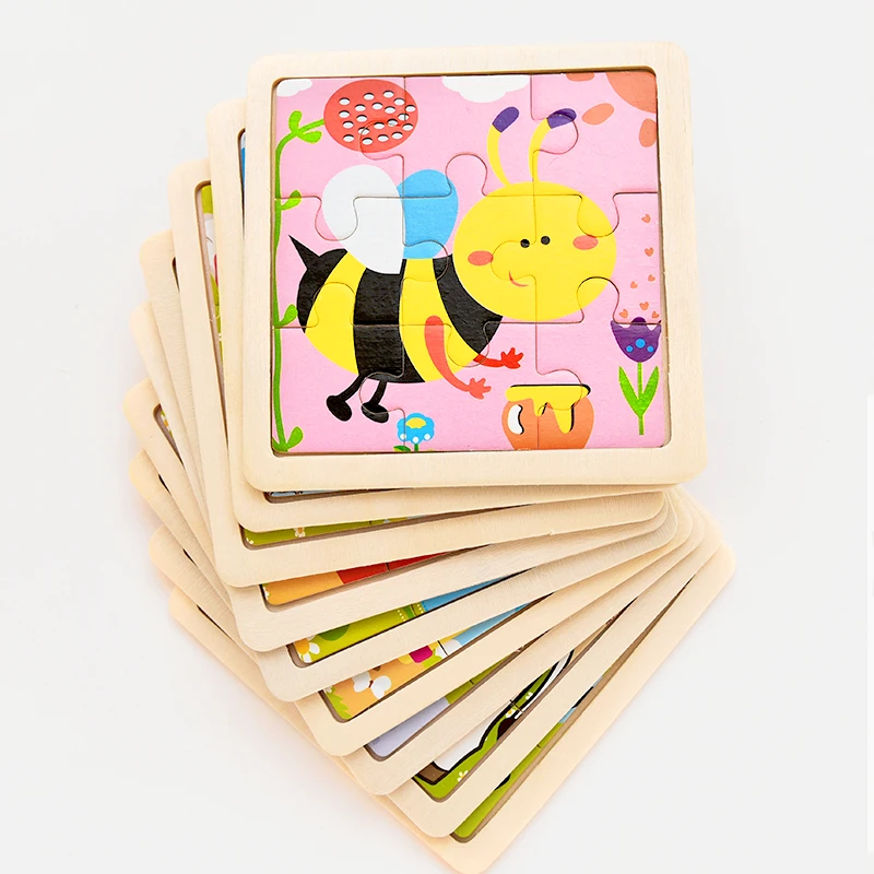 Деревянные 3D пазлы Candywood Mini 10*10 см для детей с рисунками животных из мультфильмов