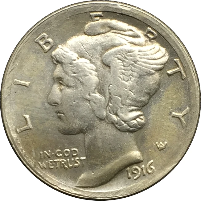Соединенные Штаты 1916 D Mercury Dimes 90% серебряные копии монет
