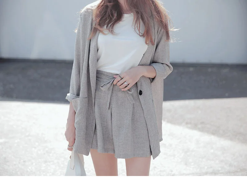 Хлопковый льняной летний костюм женский комплект из 3 предметов спортивный для