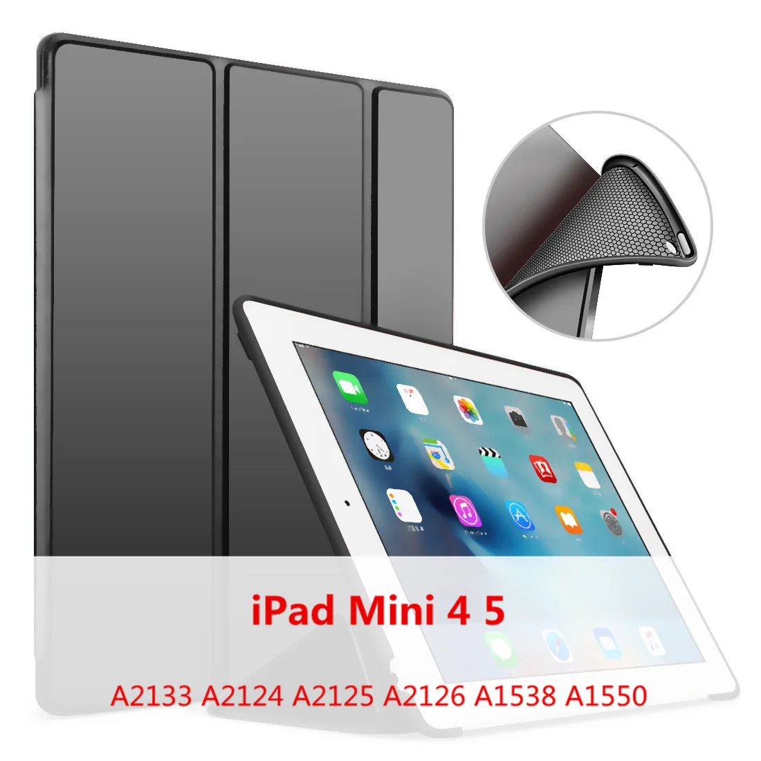 Mini 4 5-BK Мягкий чехол для iPad воздуха смарт-чехол для iPad 9," Wake-сон Funda для iPad Air 2, 3, 4, тонкий кожаный Капа для iPad Mini 1 2 3 4 5 - Цвет: Mini 4 5-BK