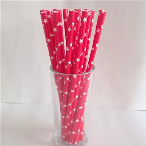 color 05 red 25 шт. соломинок для питья, розовые, золотые, красные, с узором в виде звезд, бумажные соломинки для детей, для дня рождения, свадьбы, вечеринки, украшения, вечерние принадлежности - Цвет: color 05 red
